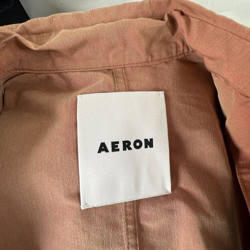 Aeron Delray Dusty Peach Iridescent Sleeveless Button Trench Coat Welt Pockets - Picture 8 of 13